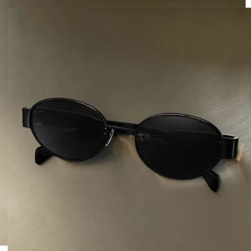 Ovala vintage solglasögon i metall – retrostil för dam & herr, UV400